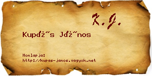 Kupás János névjegykártya